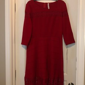 Bright red party dress with lace detail - NWT